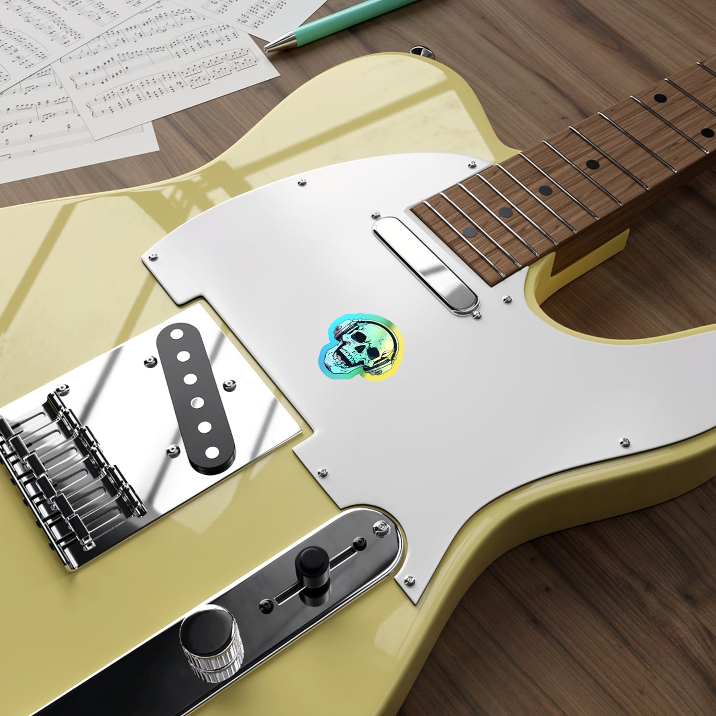 Holographic Skull Headphone Die-Cut Stickers – Bold & Vibrant Decals for Skaters and Music Lovers