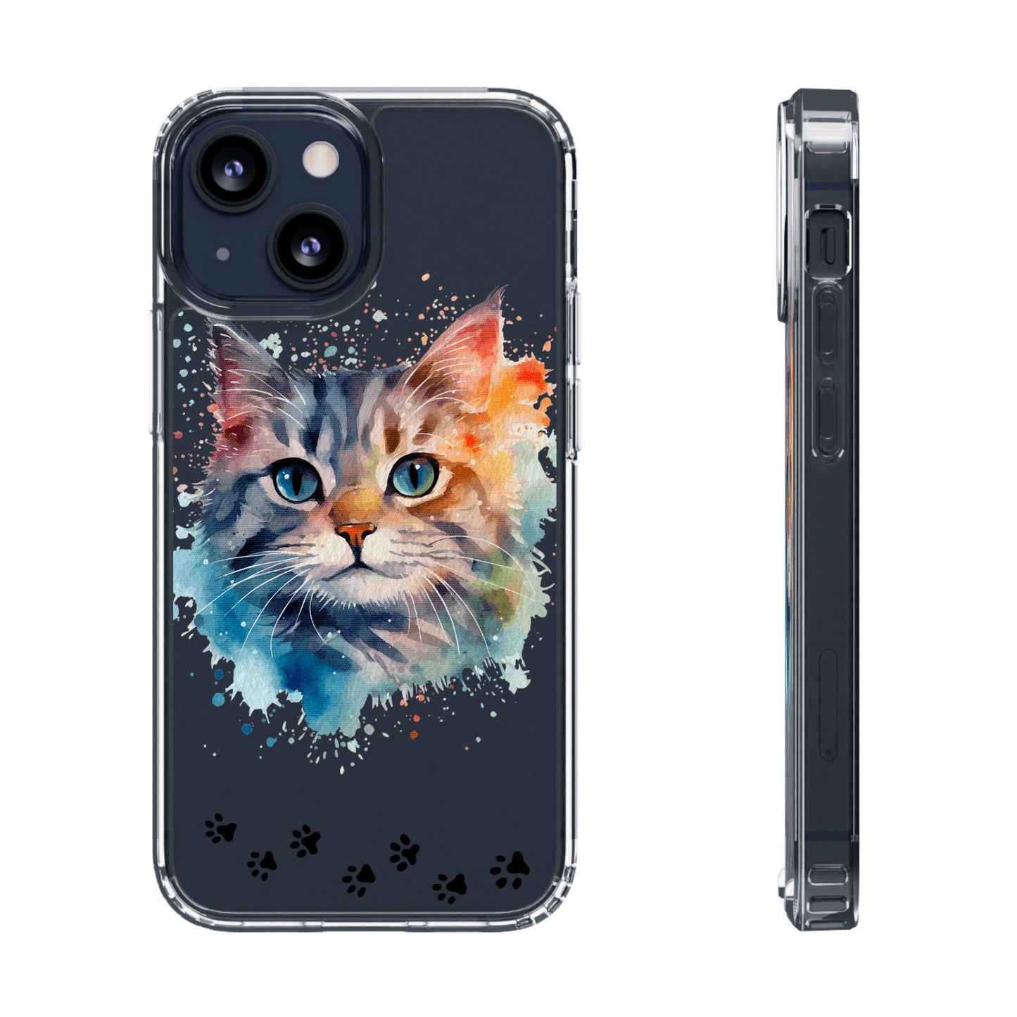 Artistic Cat Clear Case - Colorful Pet Lover Phone Cover