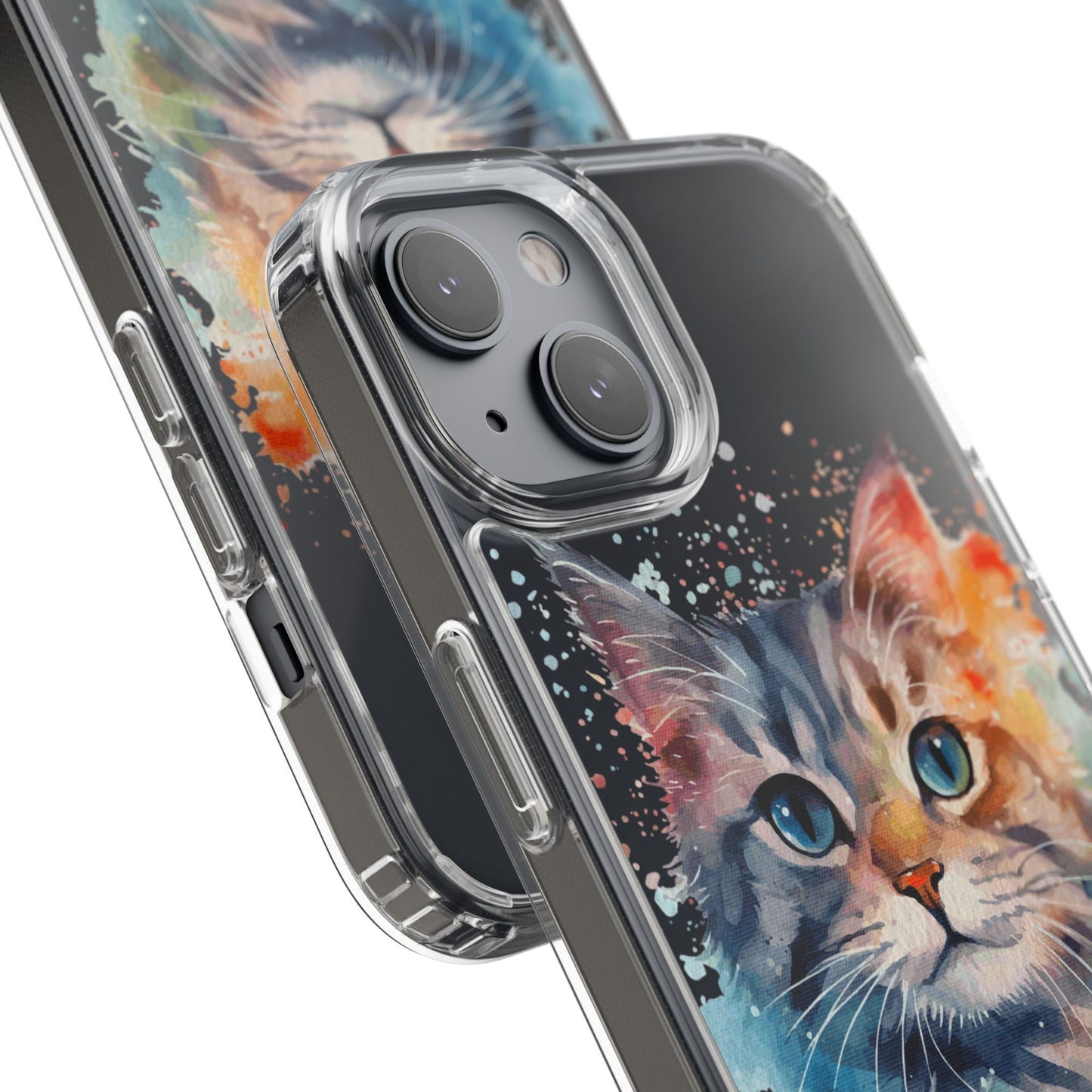 Artistic Cat Clear Case - Colorful Pet Lover Phone Cover