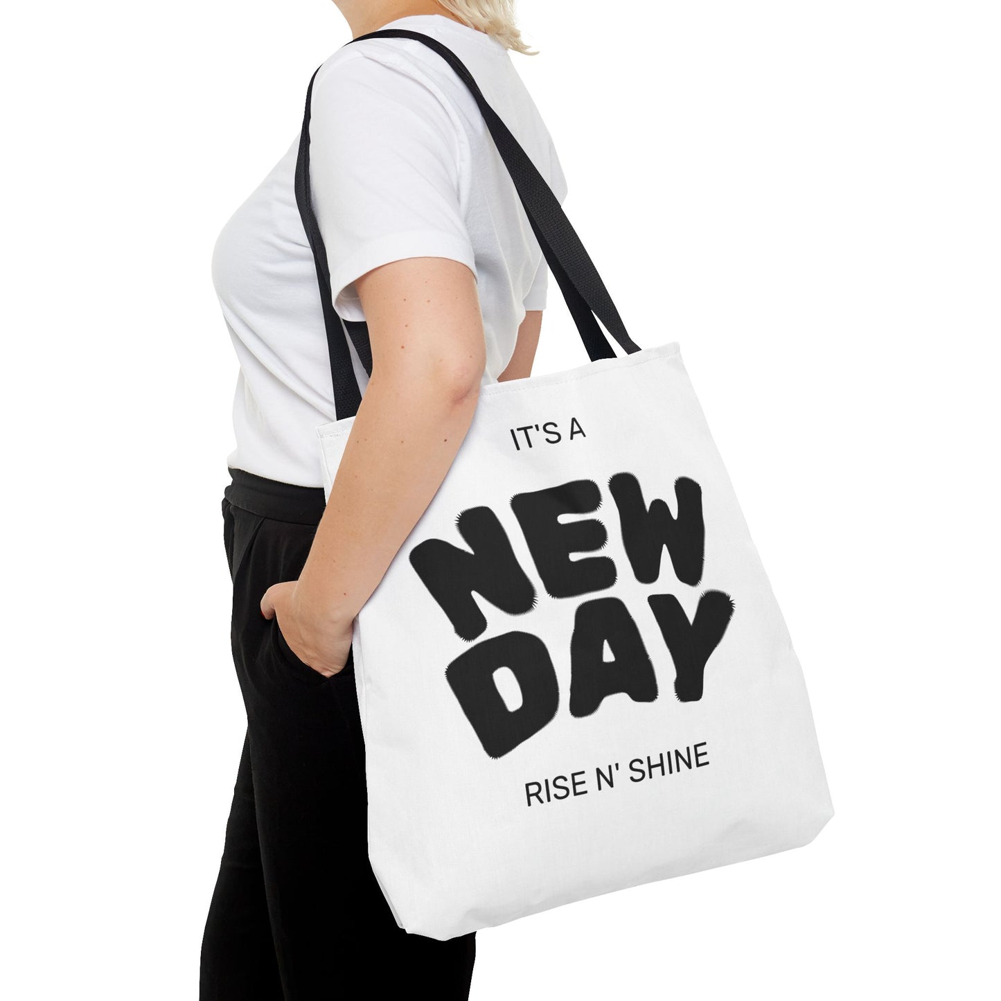 Joyful New Day Tote Bag - Inspirational Quote Carryall