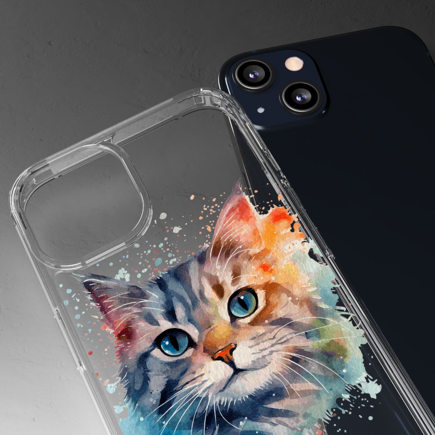 Artistic Cat Clear Case - Colorful Pet Lover Phone Cover