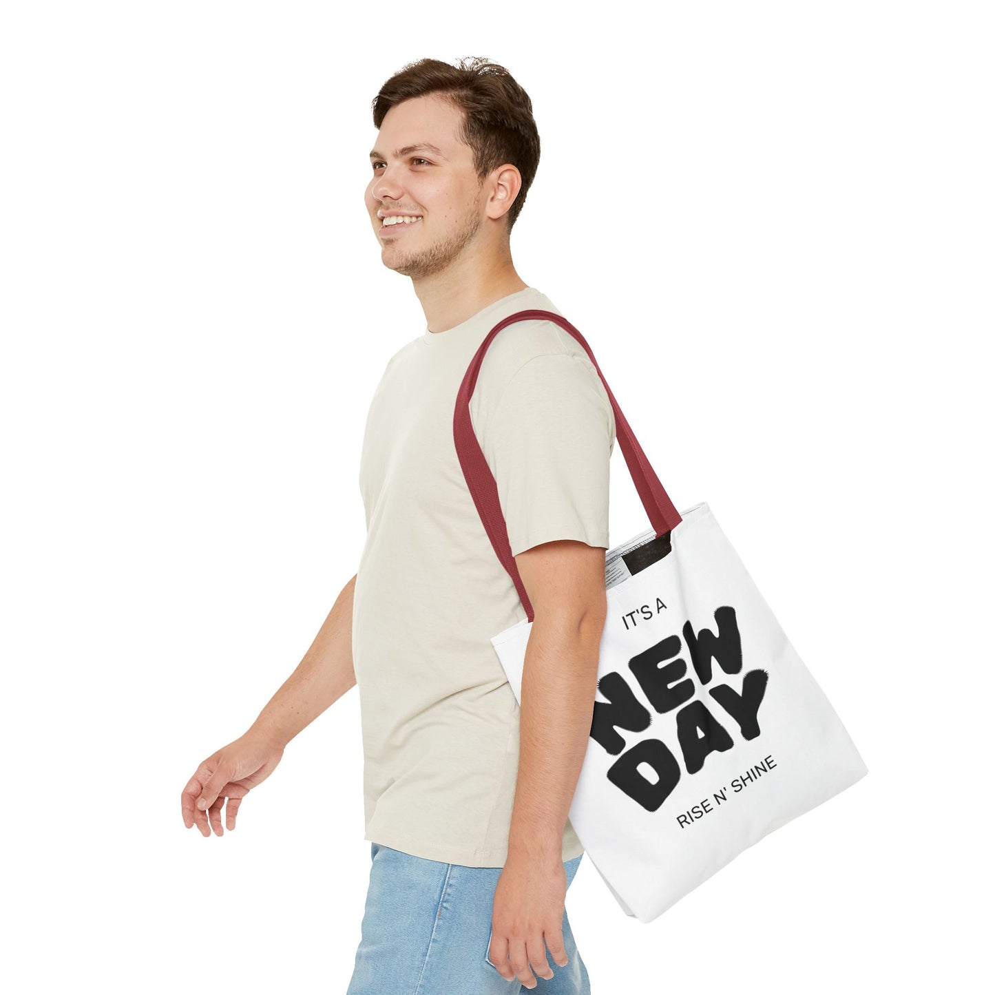Joyful New Day Tote Bag - Inspirational Quote Carryall