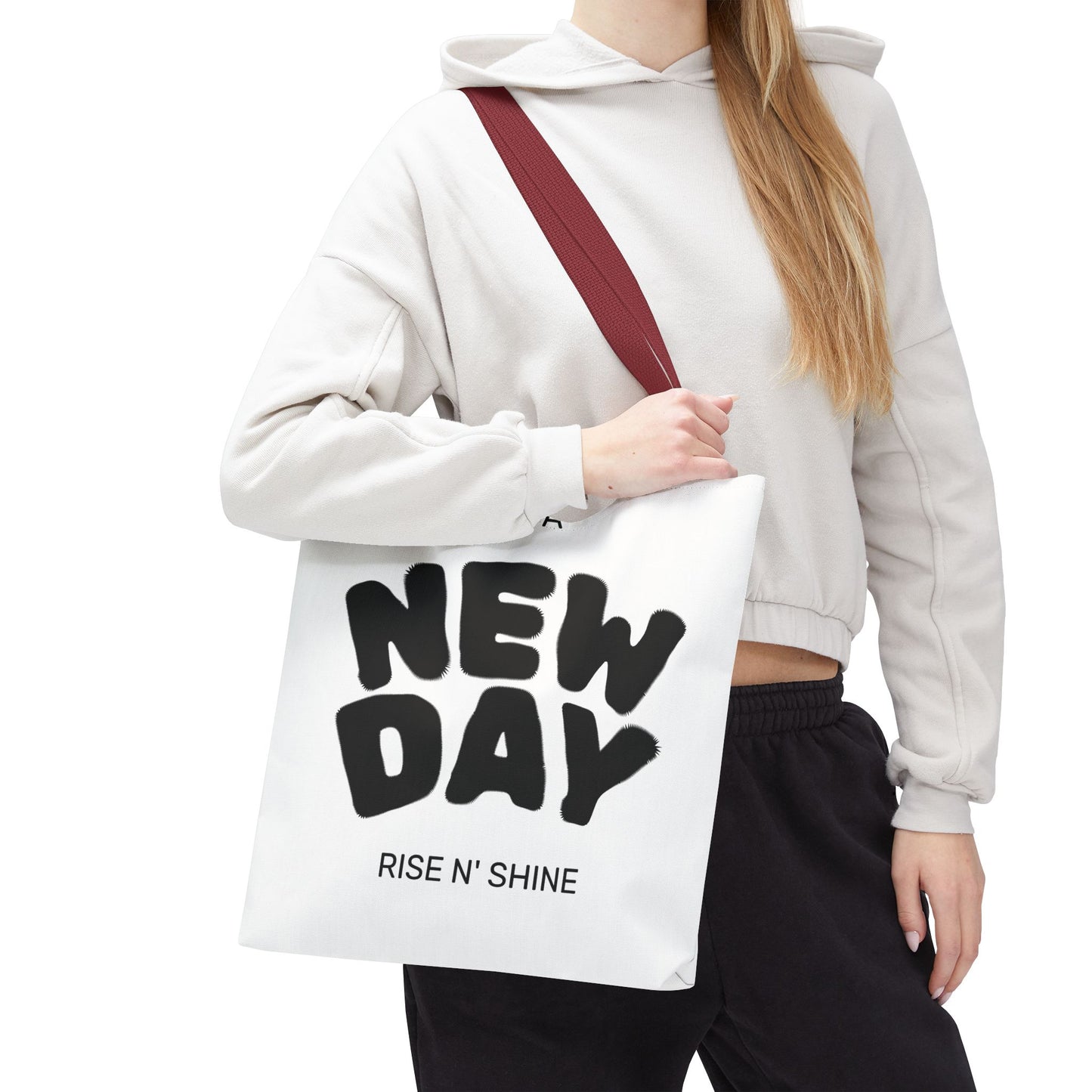 Joyful New Day Tote Bag - Inspirational Quote Carryall