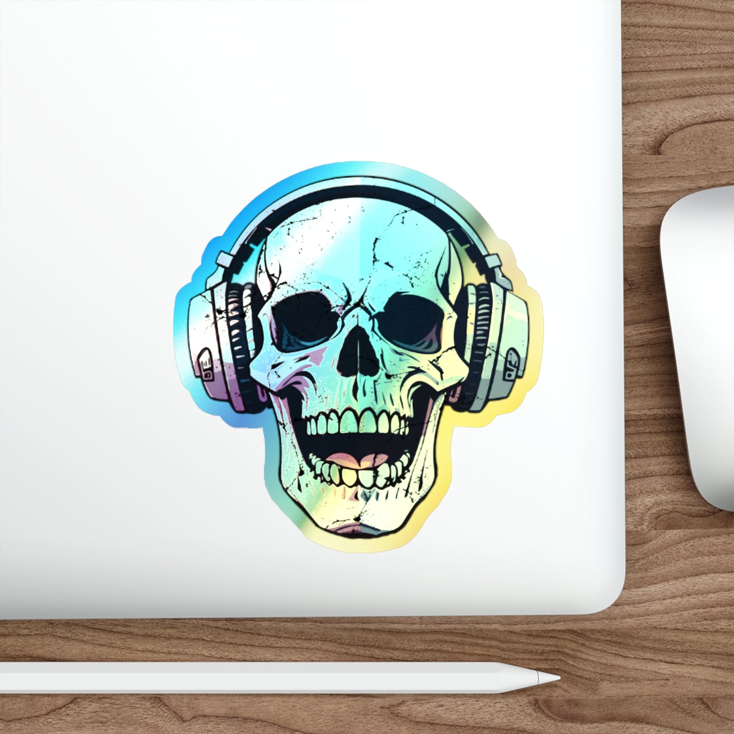 Holographic Skull Headphone Die-Cut Stickers – Bold & Vibrant Decals for Skaters and Music Lovers