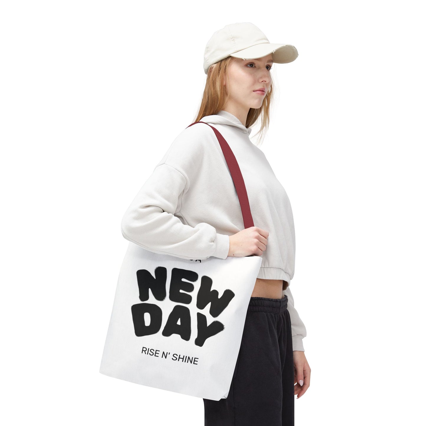 Joyful New Day Tote Bag - Inspirational Quote Carryall