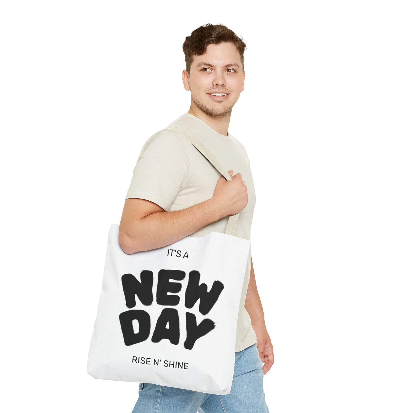 Joyful New Day Tote Bag - Inspirational Quote Carryall