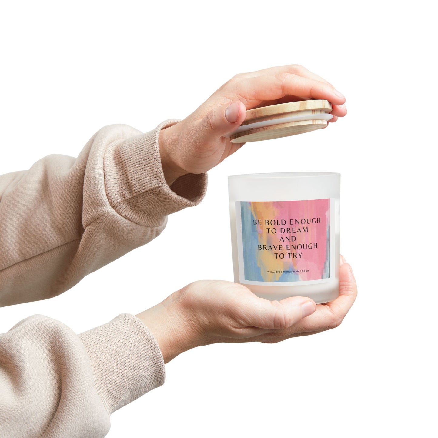 Inspirational Frosted Glass Candle - 11oz, 'Be Bold Enough to Dream'