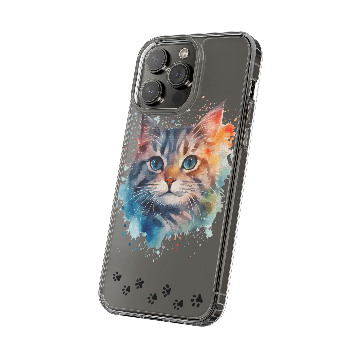 Artistic Cat Clear Case - Colorful Pet Lover Phone Cover