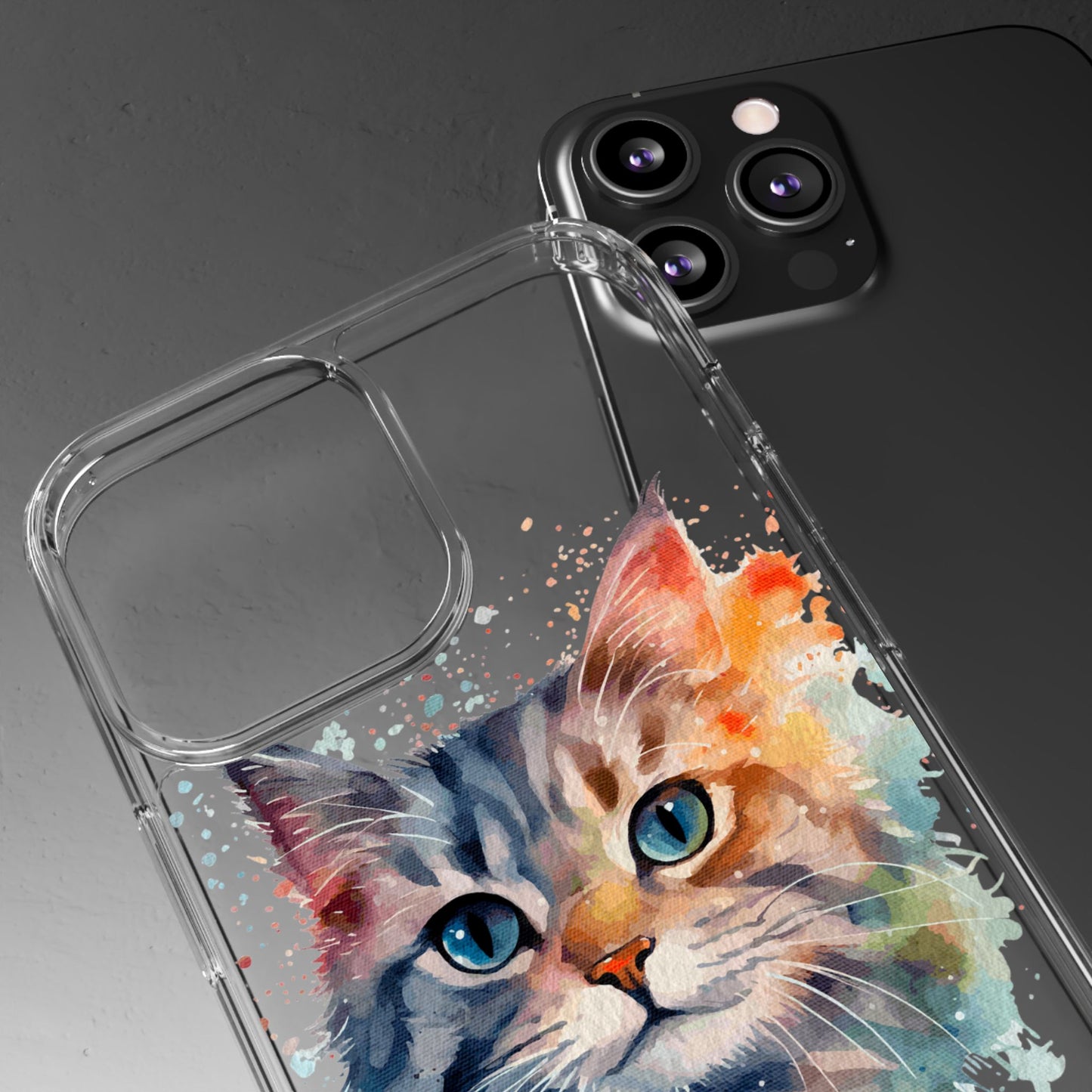Artistic Cat Clear Case - Colorful Pet Lover Phone Cover