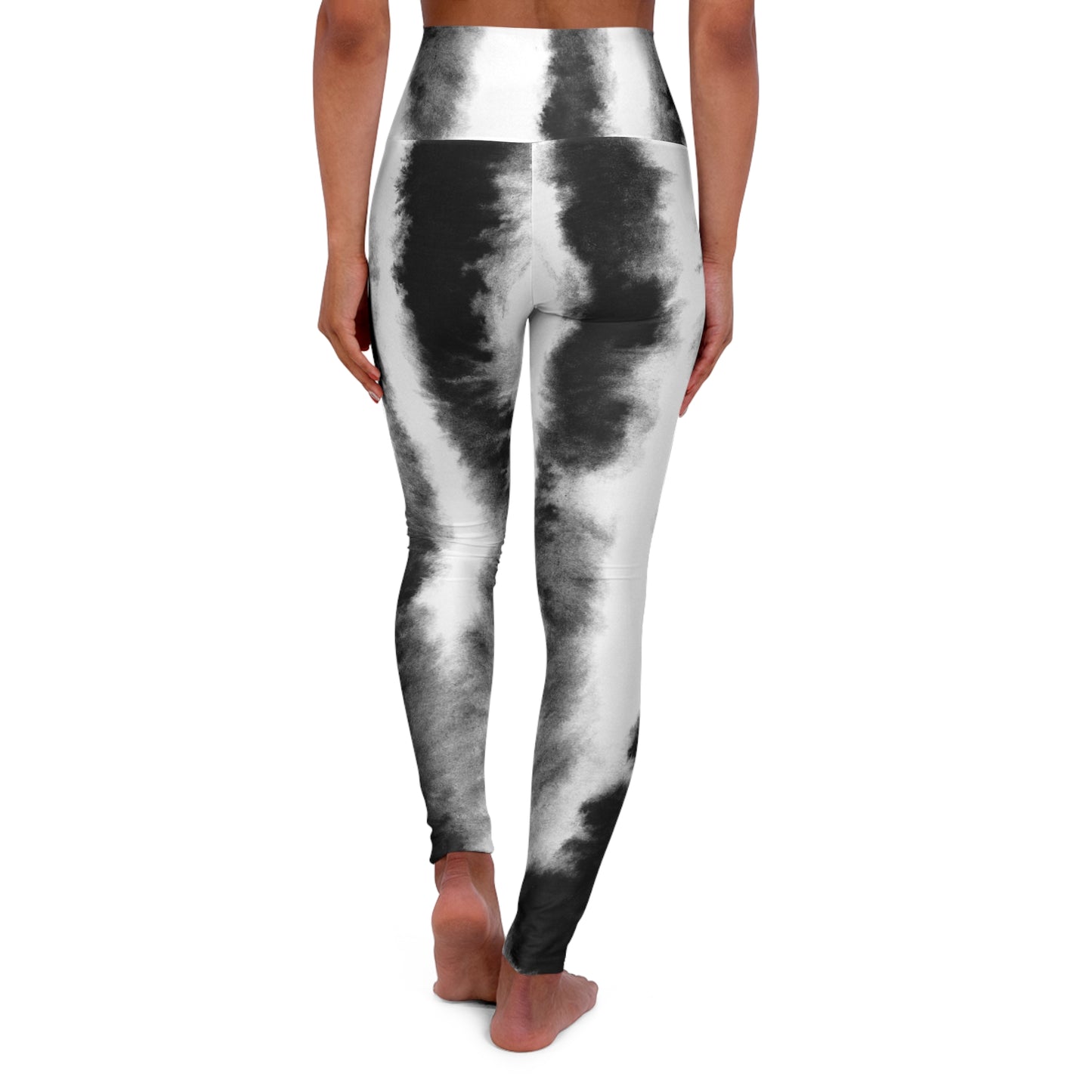 Black and White Tie-Dye High Waisted Yoga Leggings - Comfortable Activewear for Yoga and Fitness