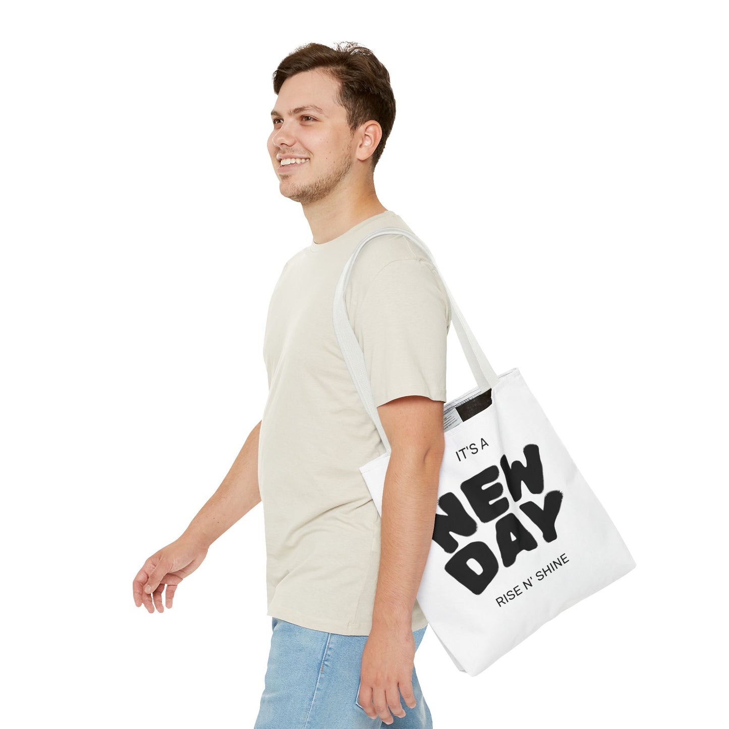 Joyful New Day Tote Bag - Inspirational Quote Carryall