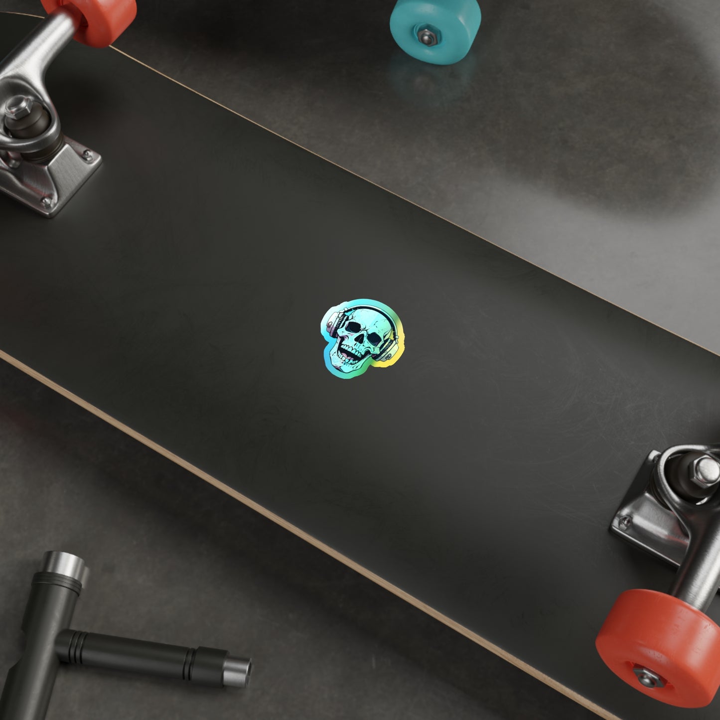 Holographic Skull Headphone Die-Cut Stickers – Bold & Vibrant Decals for Skaters and Music Lovers