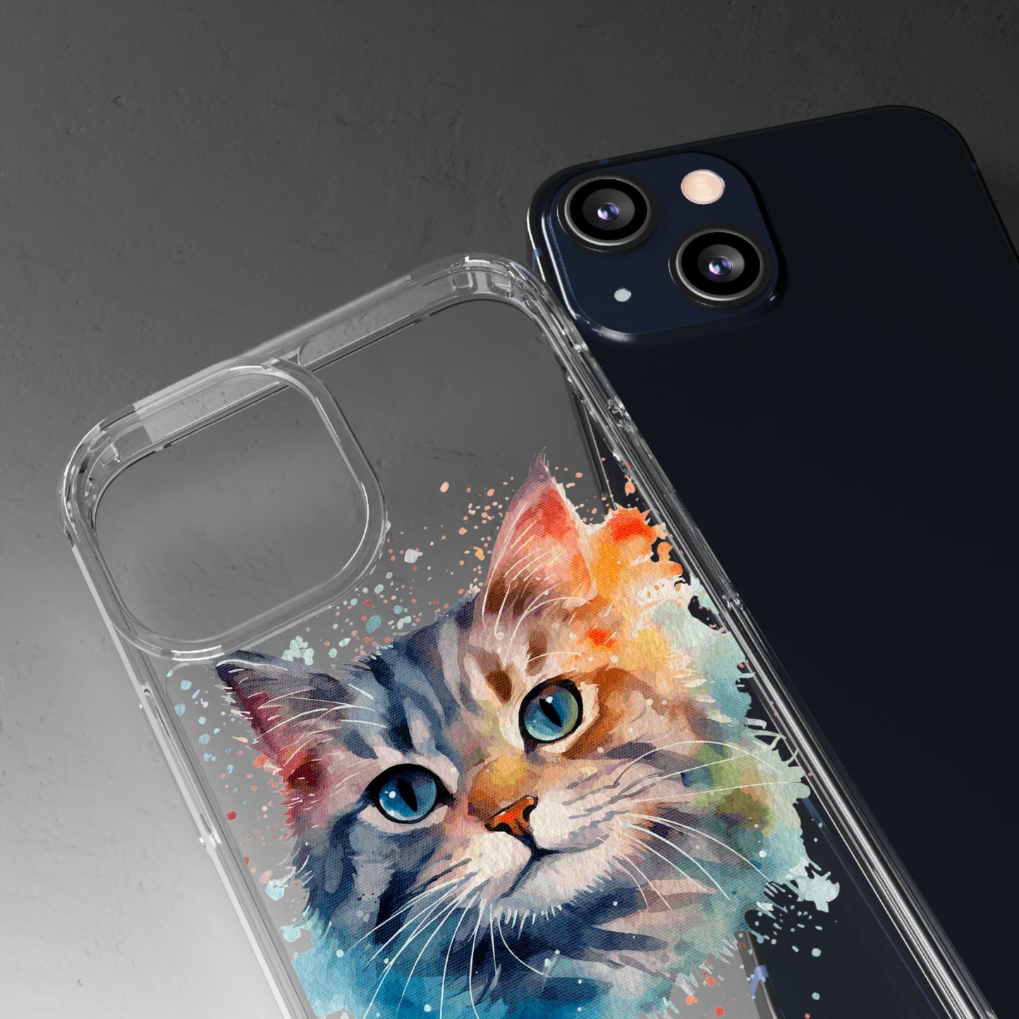 Artistic Cat Clear Case - Colorful Pet Lover Phone Cover