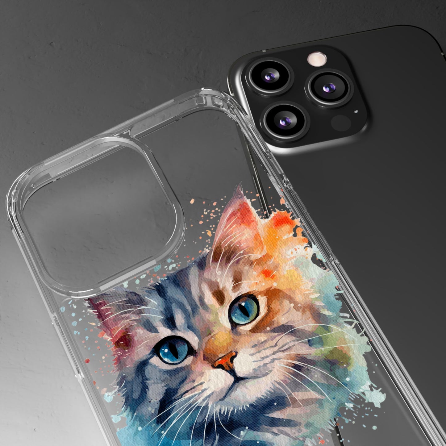 Artistic Cat Clear Case - Colorful Pet Lover Phone Cover
