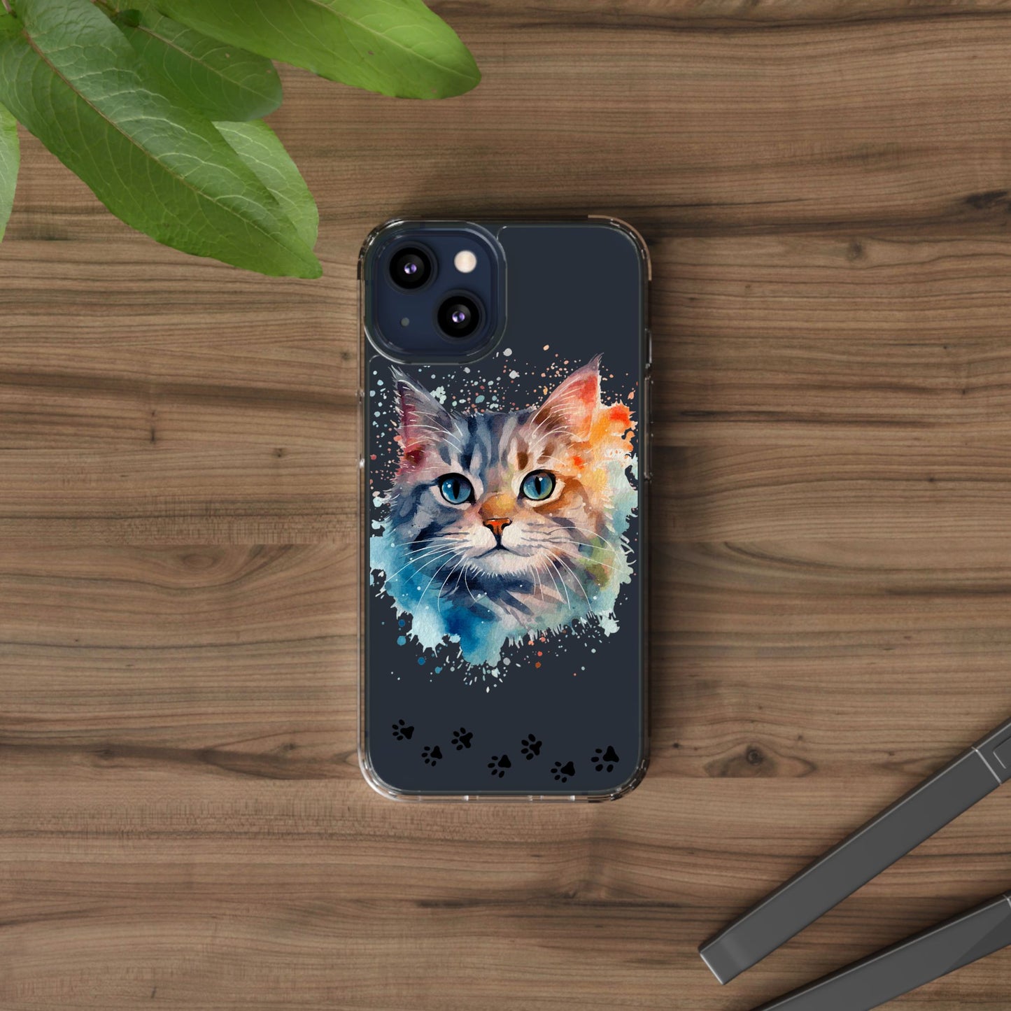 Artistic Cat Clear Case - Colorful Pet Lover Phone Cover