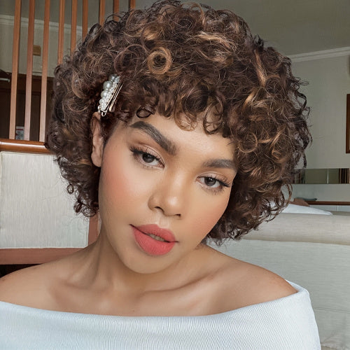 Short And Loose Curly Hair, Non-toxic Wig, Elastic Curly Hair, Curly Bangs, Full Mechanism, Suitable For The Whole Scene