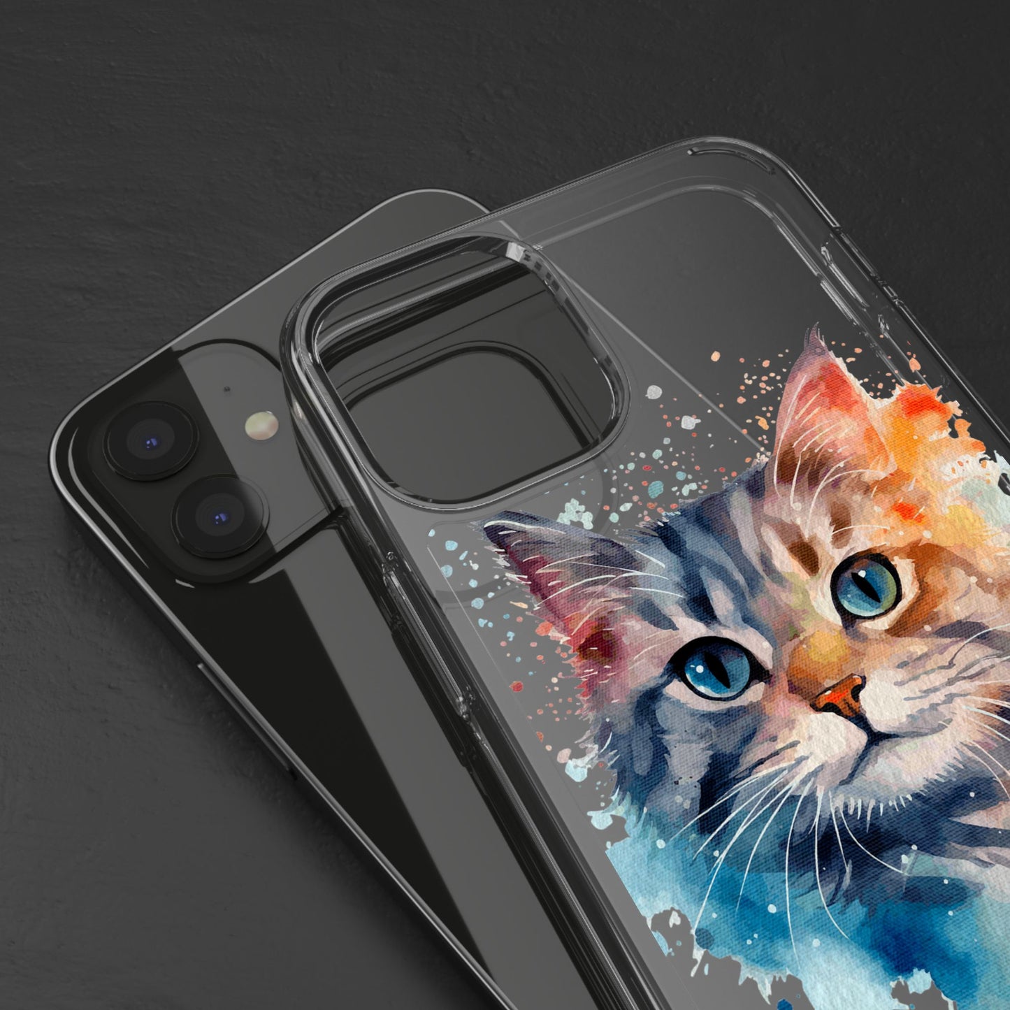 Artistic Cat Clear Case - Colorful Pet Lover Phone Cover