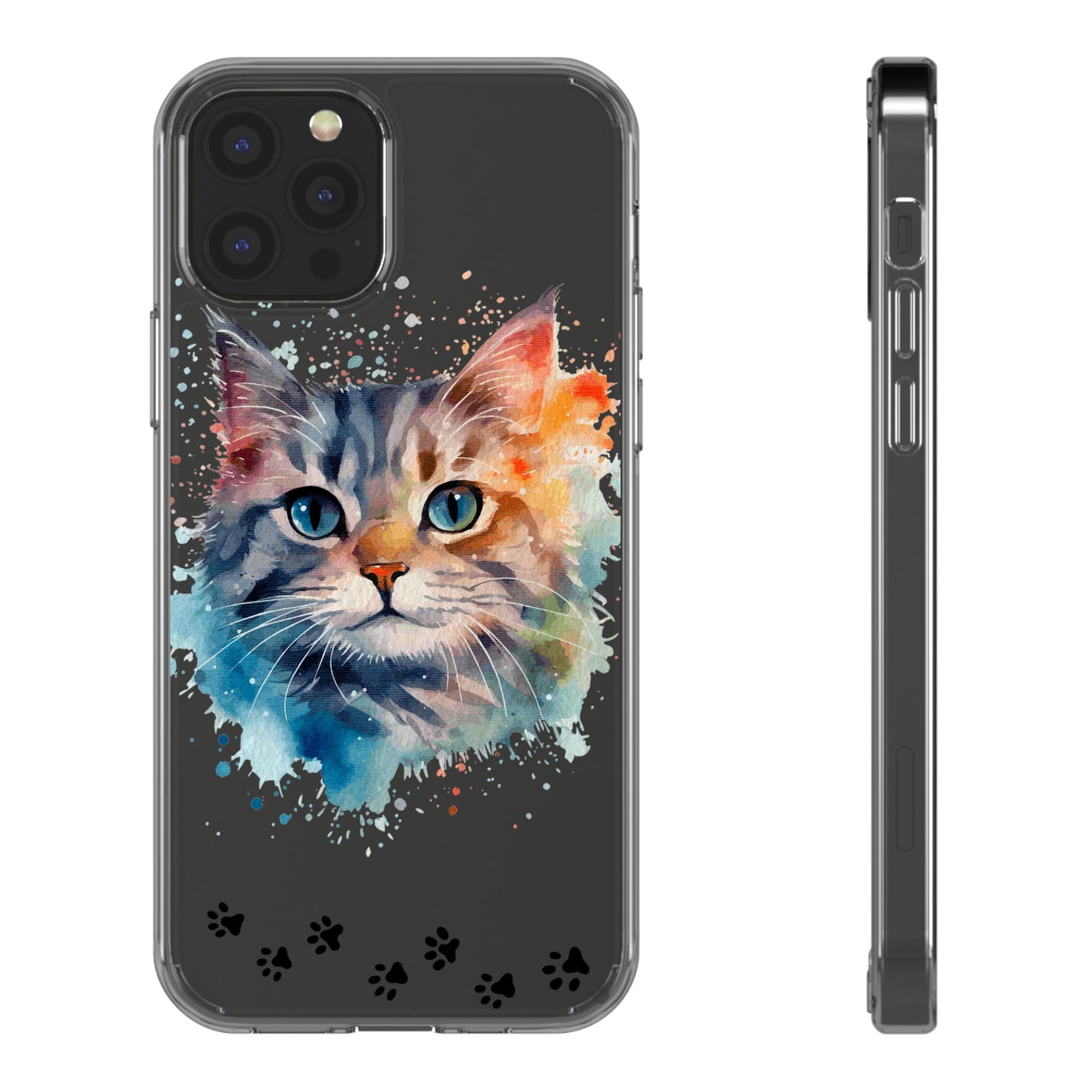 Artistic Cat Clear Case - Colorful Pet Lover Phone Cover