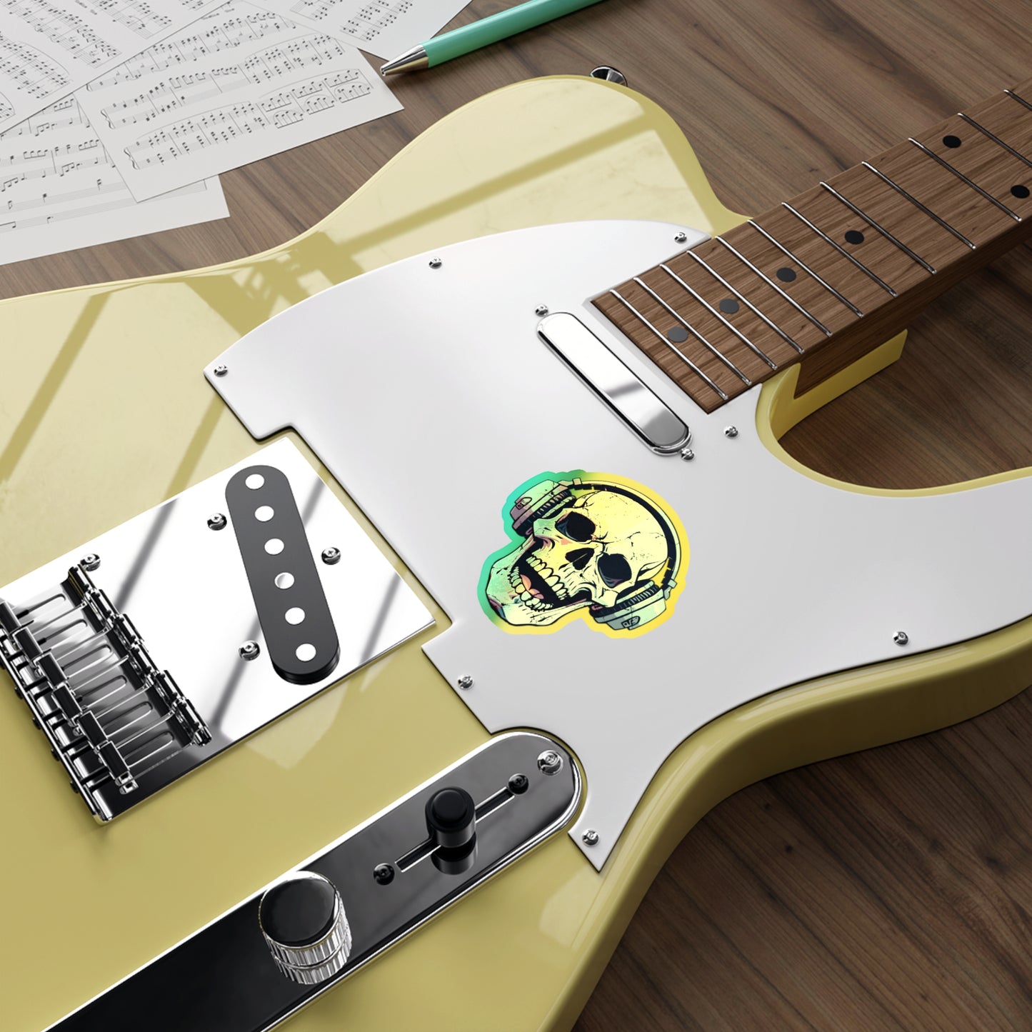 Holographic Skull Headphone Die-Cut Stickers – Bold & Vibrant Decals for Skaters and Music Lovers