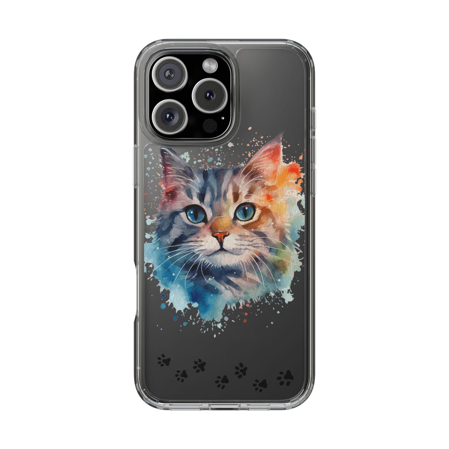 Artistic Cat Clear Case - Colorful Pet Lover Phone Cover