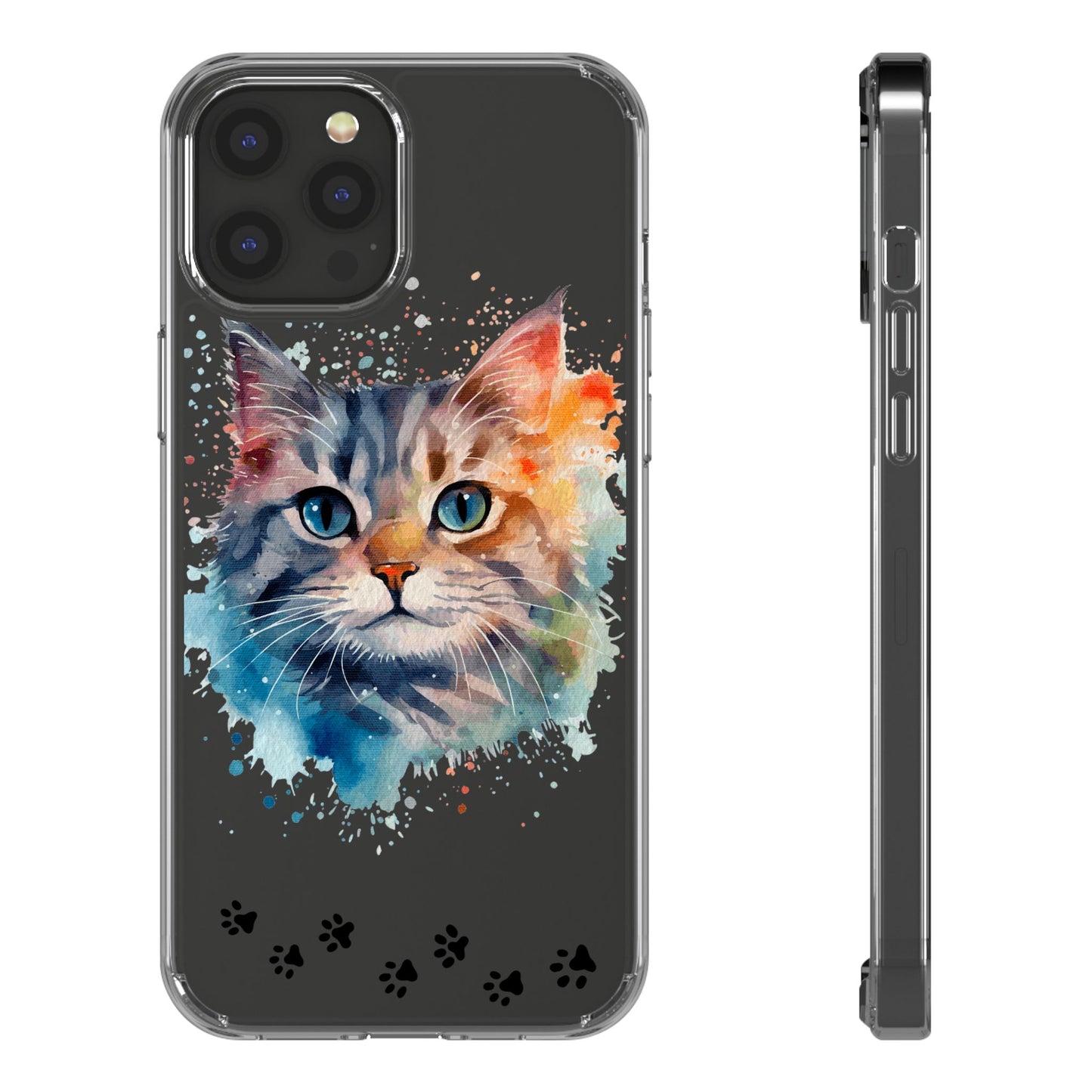 Artistic Cat Clear Case - Colorful Pet Lover Phone Cover