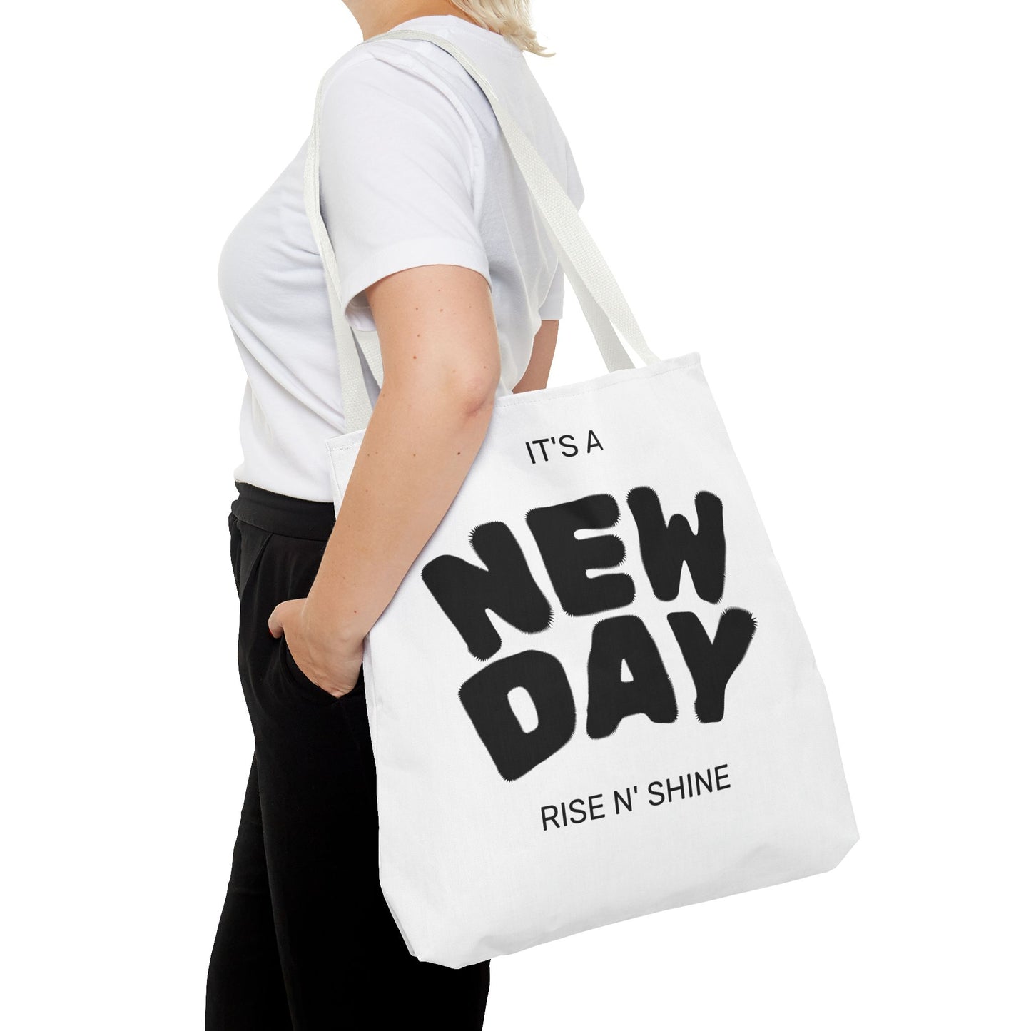 Joyful New Day Tote Bag - Inspirational Quote Carryall