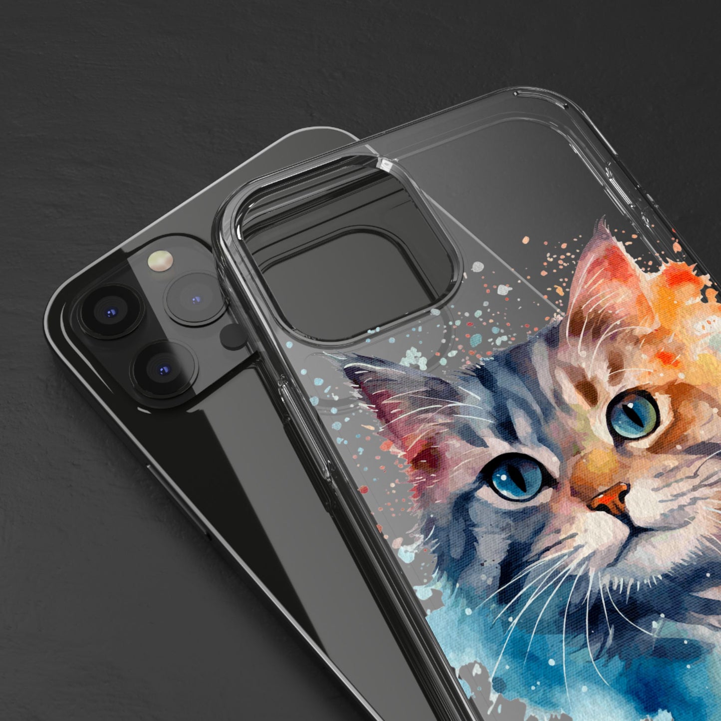 Artistic Cat Clear Case - Colorful Pet Lover Phone Cover