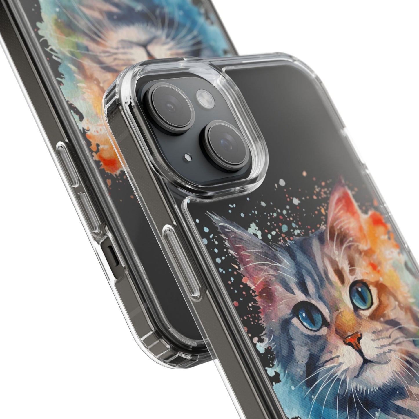 Artistic Cat Clear Case - Colorful Pet Lover Phone Cover