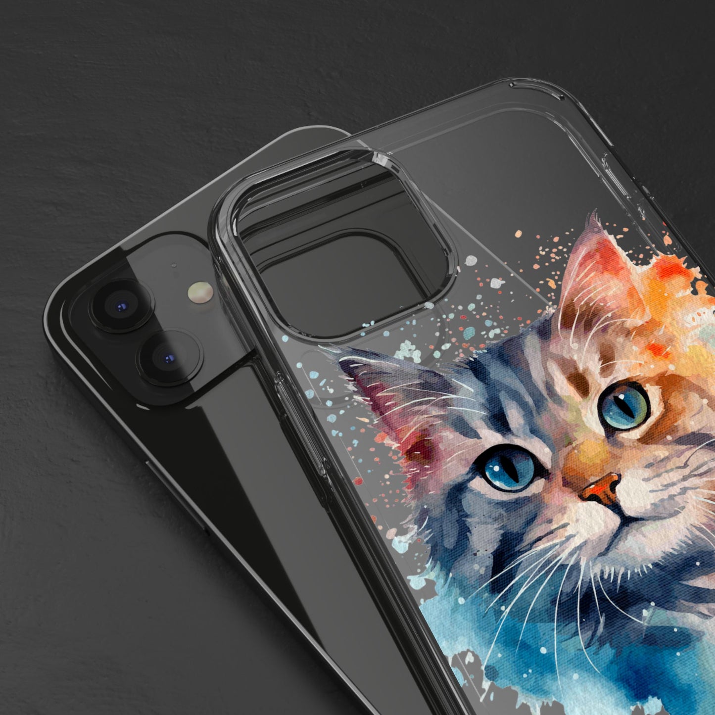 Artistic Cat Clear Case - Colorful Pet Lover Phone Cover