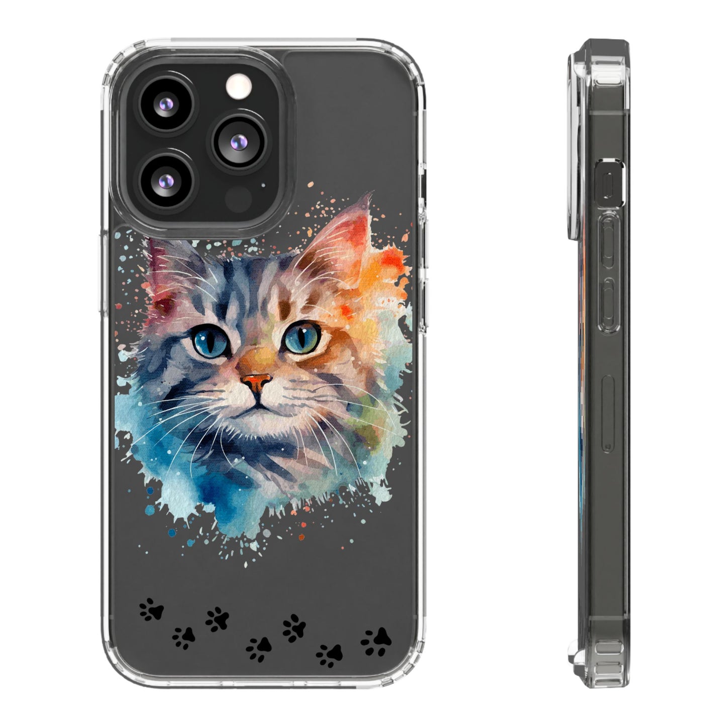 Artistic Cat Clear Case - Colorful Pet Lover Phone Cover