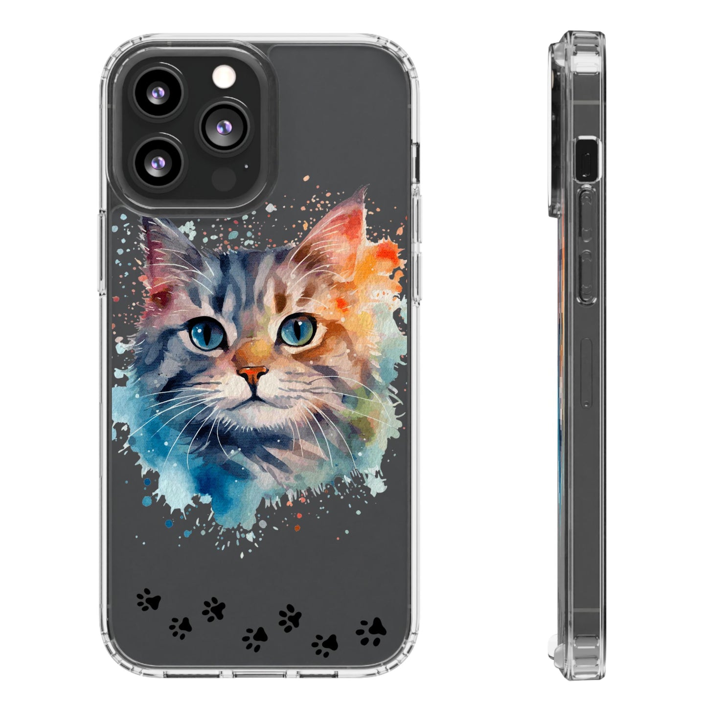Artistic Cat Clear Case - Colorful Pet Lover Phone Cover