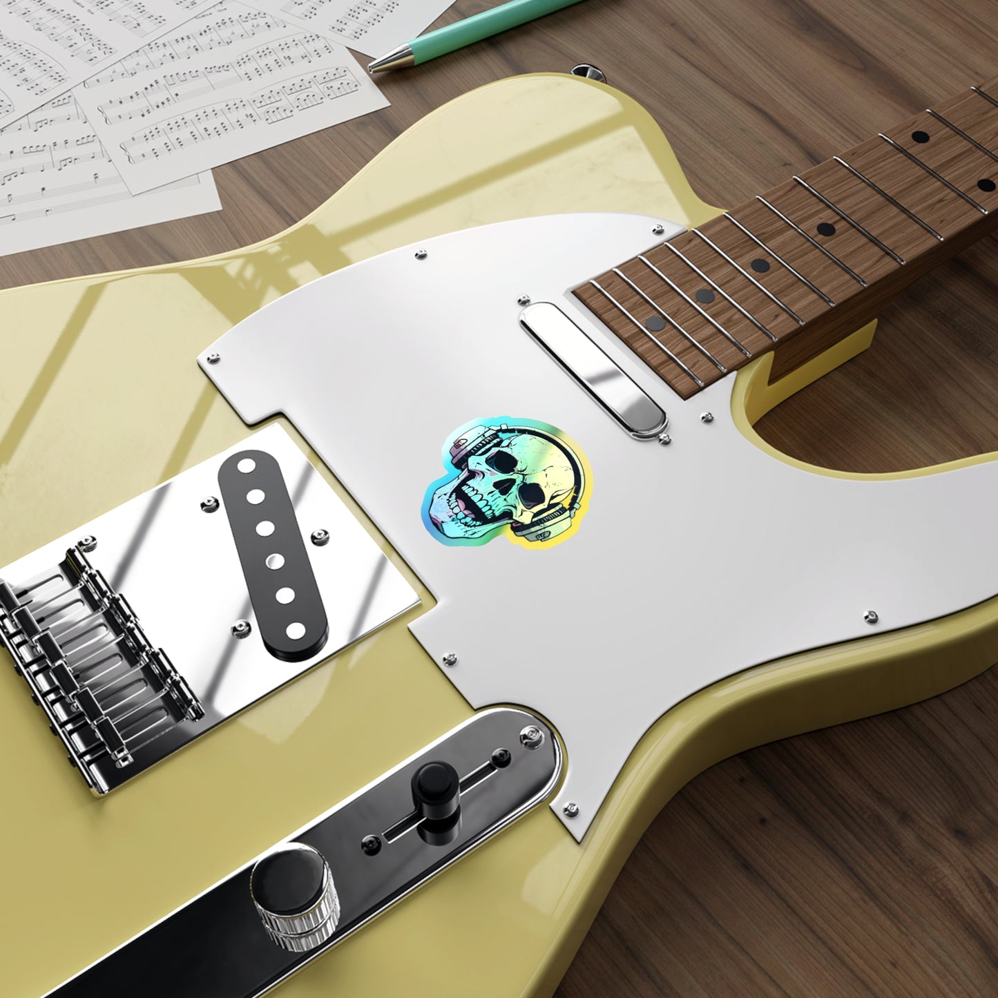 Holographic Skull Headphone Die-Cut Stickers – Bold & Vibrant Decals for Skaters and Music Lovers