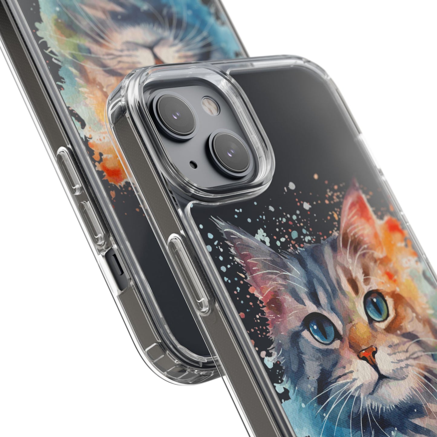 Artistic Cat Clear Case - Colorful Pet Lover Phone Cover