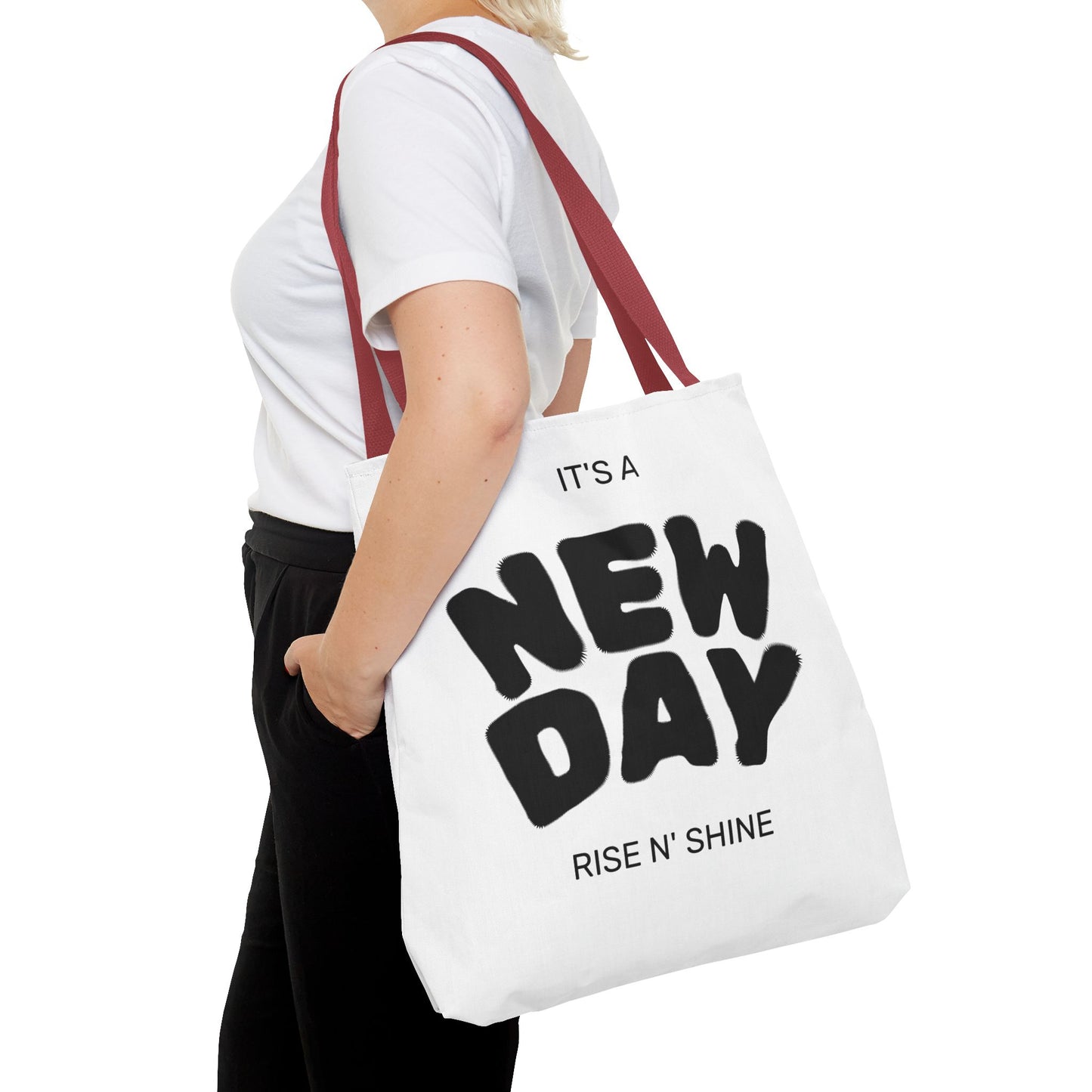 Joyful New Day Tote Bag - Inspirational Quote Carryall
