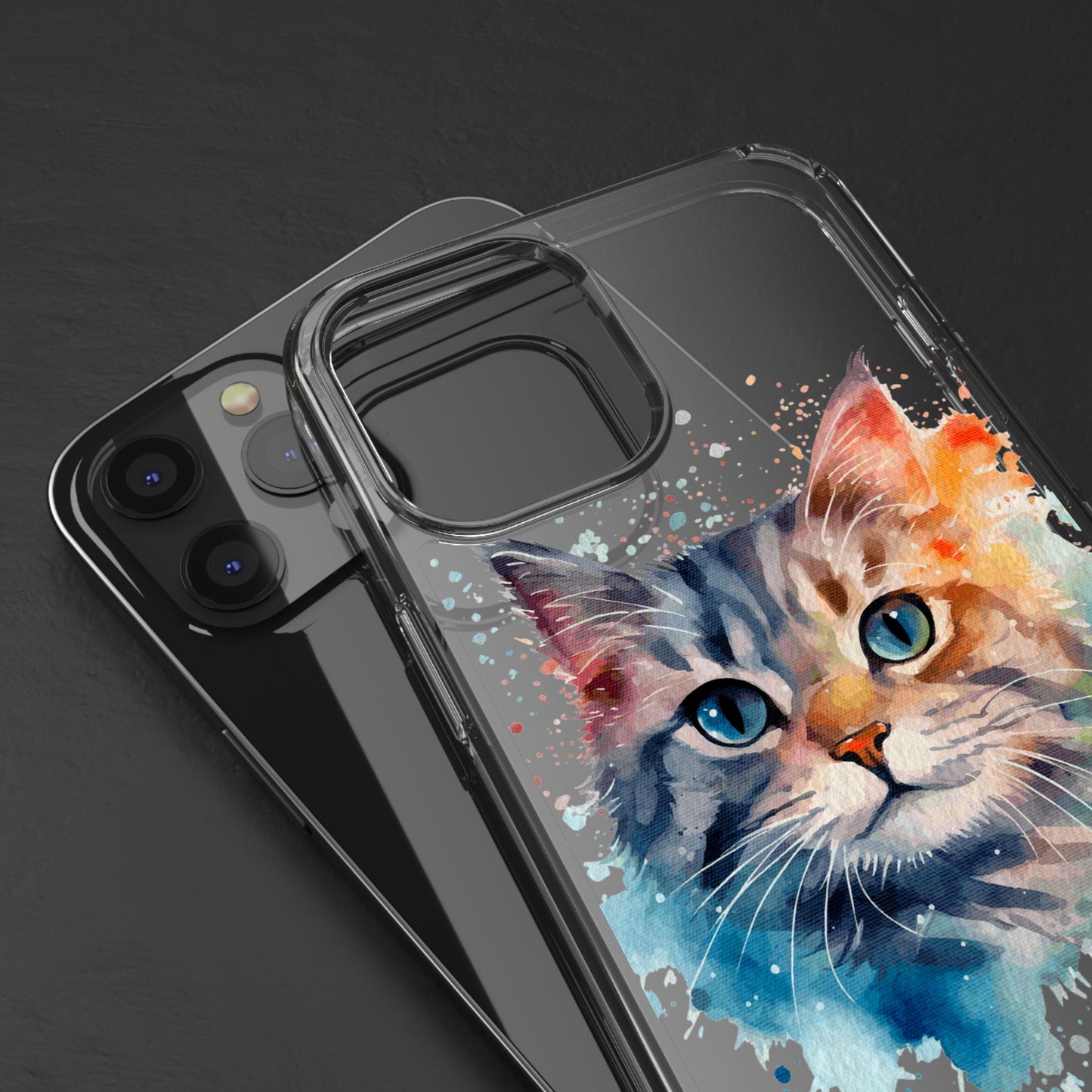 Artistic Cat Clear Case - Colorful Pet Lover Phone Cover