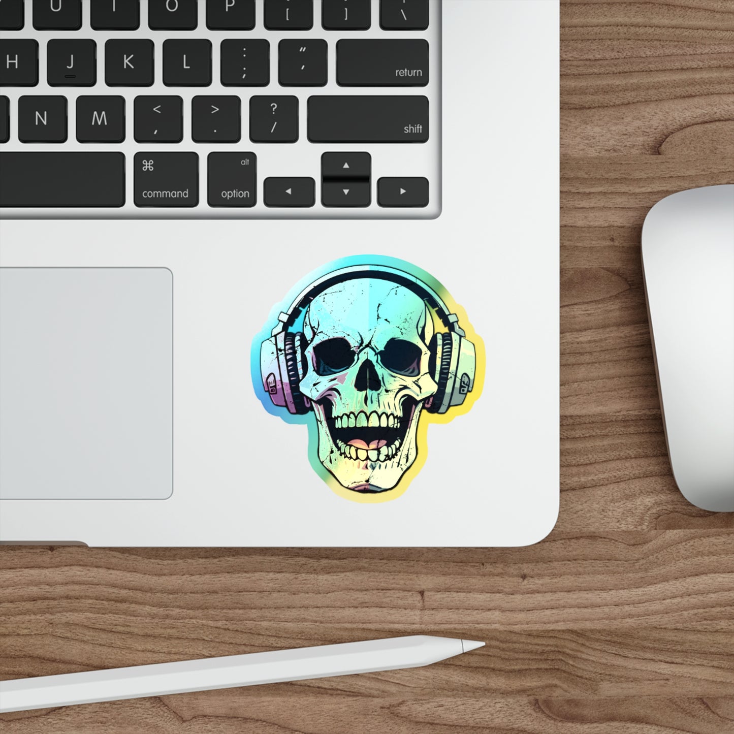 Holographic Skull Headphone Die-Cut Stickers – Bold & Vibrant Decals for Skaters and Music Lovers