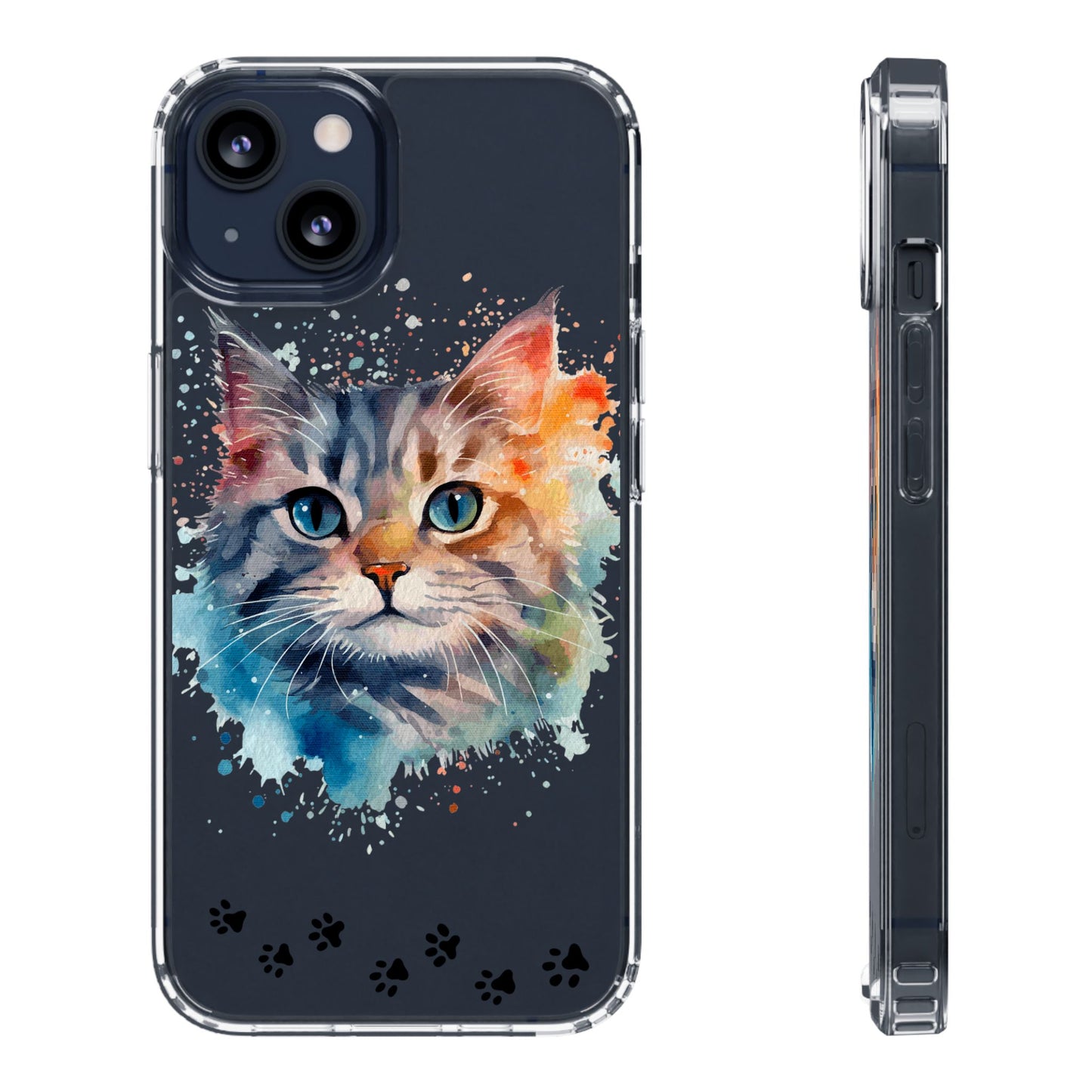 Artistic Cat Clear Case - Colorful Pet Lover Phone Cover