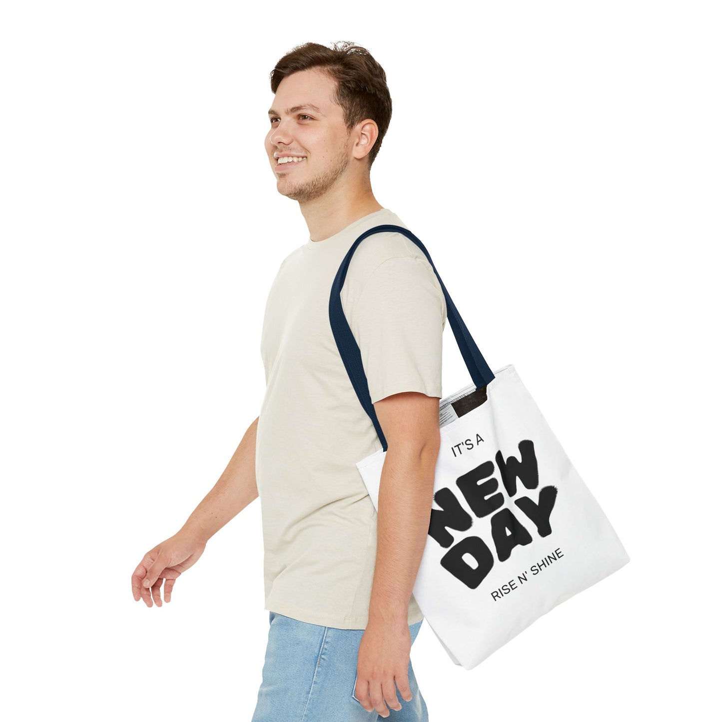 Joyful New Day Tote Bag - Inspirational Quote Carryall