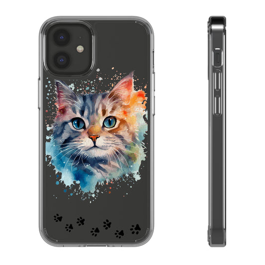 Artistic Cat Clear Case - Colorful Pet Lover Phone Cover