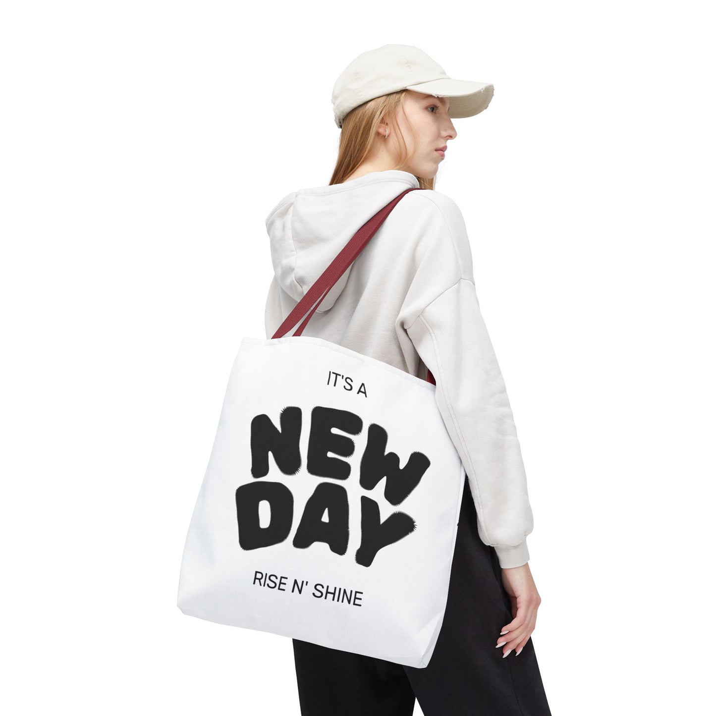 Joyful New Day Tote Bag - Inspirational Quote Carryall