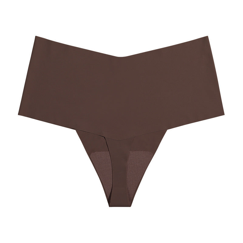 Women's High Waist Seamless Ice Silk T-shaped Cotton Crotch Underwear