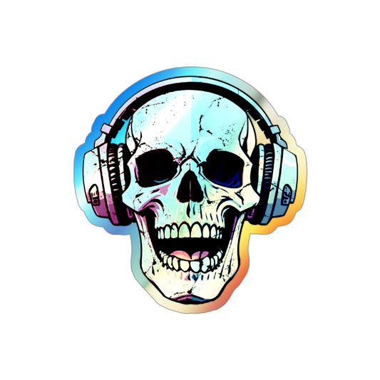 Holographic Skull Headphone Die-Cut Stickers – Bold & Vibrant Decals for Skaters and Music Lovers