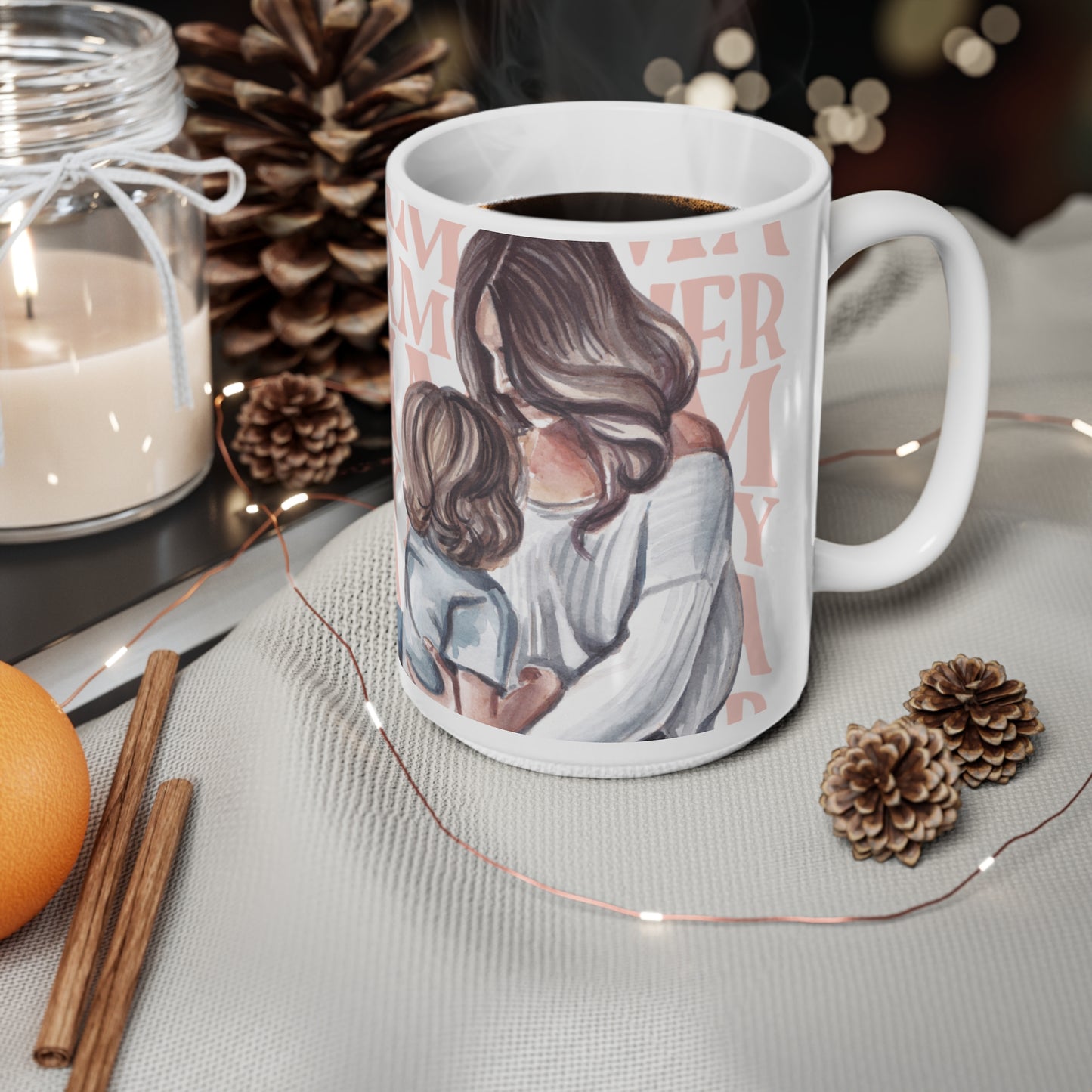 Mommy Love Ceramic Coffee Cup - 11oz & 15oz, Heartwarming Gift for Moms