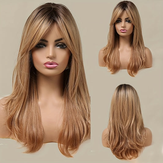 Elegant And Heat-resistant, Non-toxic Wig With Long Curly Hair And Waves, Synthetic Wig With Bangs, Daily Wig, Suitable For The Whole Scene.